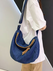 Casual Solid Denim Large Capacity Crossbody Bag