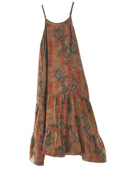 Plus Size Women Exotic Print Cotton Loose Long Fishtail Vest Dress