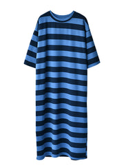 Plus Size Women Casual Stripe Loose Maxi Dress