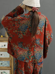 Plus Size Damen-Sweatshirt mit Ethno-Blumenmuster, locker, schräg
