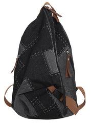 Casual Patch Spliced Denim Backpack