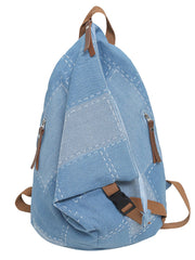 Casual Patch Spliced Denim Backpack