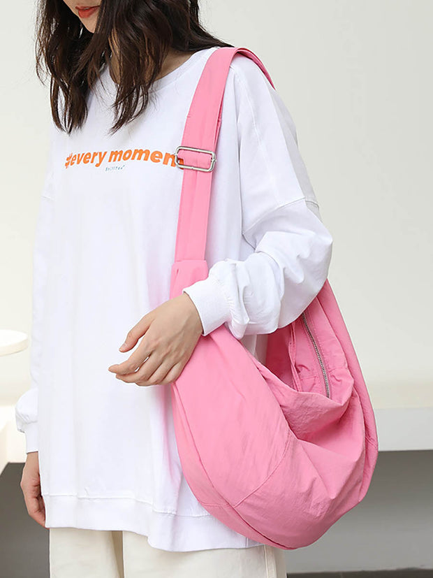 Casual Commute Solid Nylon Crossbody Bag