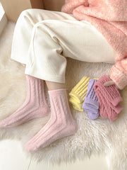 5 Pairs Women Winter Solid Fleece Socks