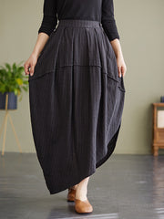 Plus Size Stripe Elastic Waist Loose Spring Summer Skirt