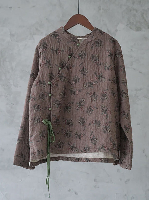 Retro-Sweatshirt mit Schnürung aus 100 % Baumwolle mit Blumenmuster