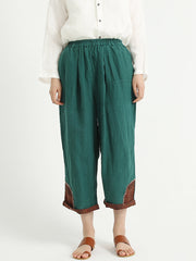 Plus Size Patchwork Linen Loose Elastic Waist Women Harem Pants