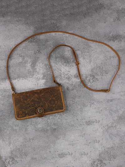 iPhone Vintage Leather Card Phone Crossbody Bag