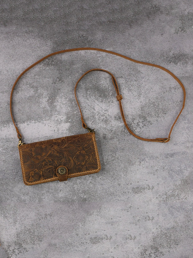 iPhone Vintage Leather Card Phone Crossbody Bag