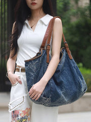 Women Casual Denim Large Capacity Shoulder Bag