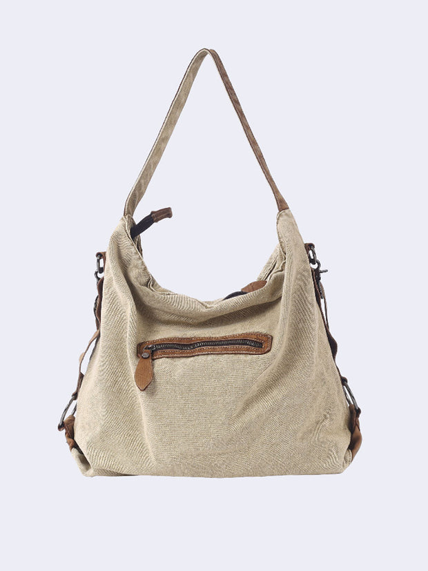 Casual Colorblock Canvas Large Capacity Crossbody Bag