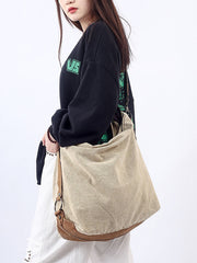 Casual Colorblock Canvas Large Capacity Crossbody Bag