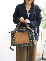 Vintage Plaid Canvas Spliced Crossbody Bag Backpack