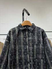 Women Vintage Autumn Plaid Cotton Shirt