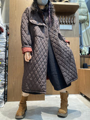 Women Autumn Casual Rhomboid Stand Collar Padded Coat