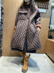 Women Autumn Casual Rhomboid Stand Collar Padded Coat