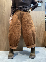 Women Winter Solid Croduroy Cotton Padded Harem Pants