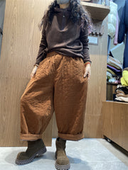 Women Winter Solid Croduroy Cotton Padded Harem Pants