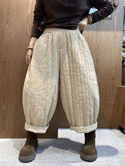 Women Winter Solid Croduroy Cotton Padded Harem Pants