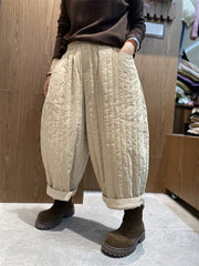 Women Winter Solid Croduroy Cotton Padded Harem Pants