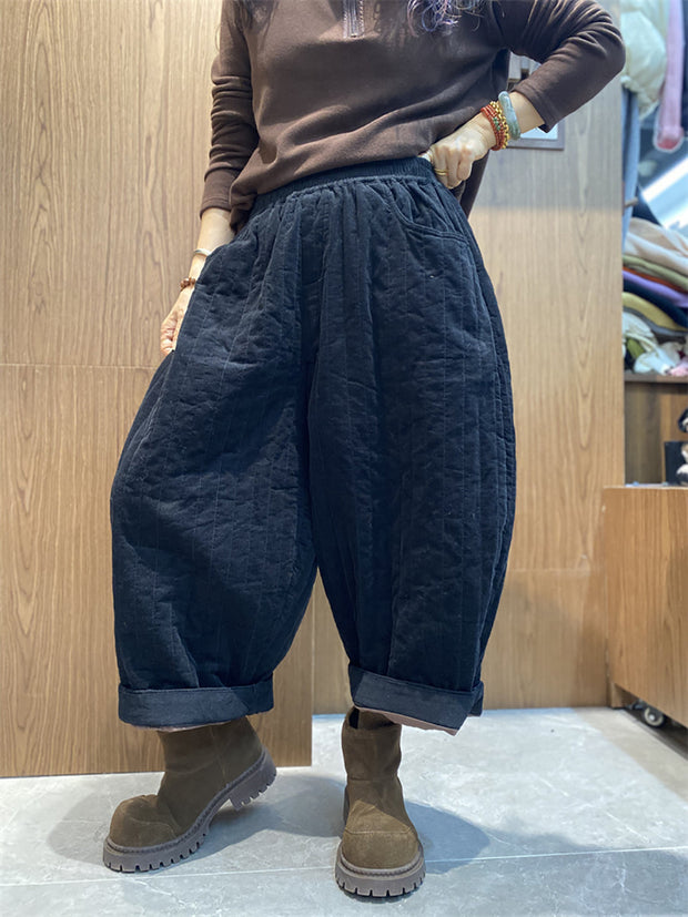 Women Winter Solid Croduroy Cotton Padded Harem Pants