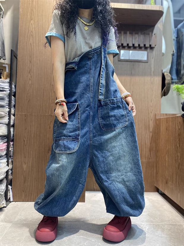 Women Spring Artsy Denim Harem Jumpsuits