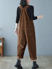 Damen Vintage Solid Cord Jumpsuits