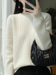 Women Autumn Casual Solid O-Neck Knit Sweater