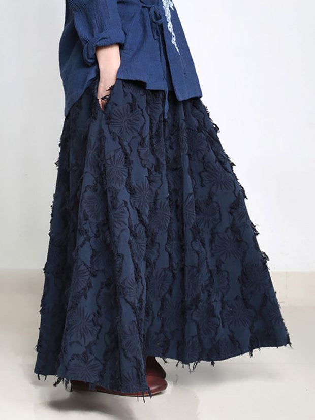 Plus Size - Elastic Waist Pocket Spring Summer Skirt