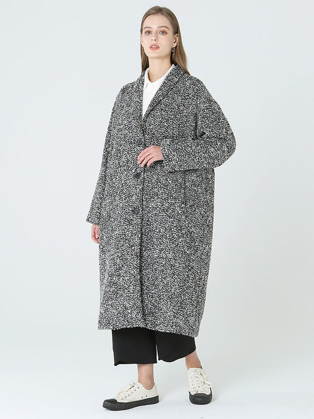 Plus Size Long Wool Women Winter Long Sleeve Coat M-2XL