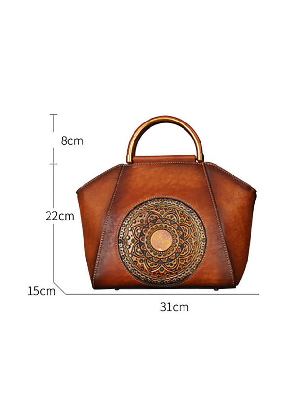 Women Retro Crossbody Embossing Genuine Leather Handbags