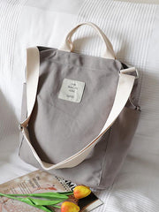 Casual Patchwork Large Canvas Shoulder Bag