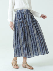 Plus Size Cotton Spring Summer Elastic Waist Loose Skirt
