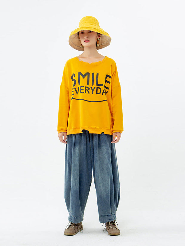 Plus Size - Handgefertigtes bedrucktes Sweatshirt aus 100 % Baumwolle