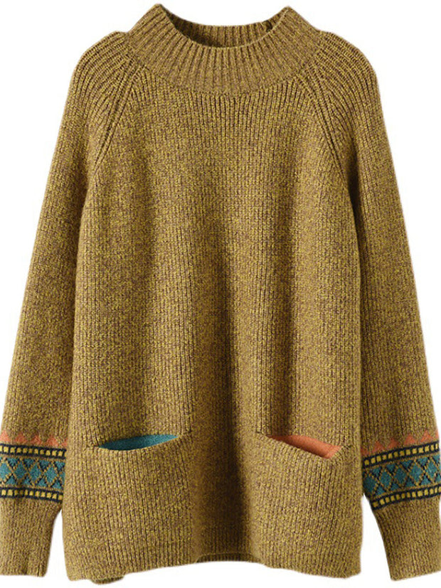 PLUS Size - Turtleneck Knitted Split Hem Long Sleeve Sweater