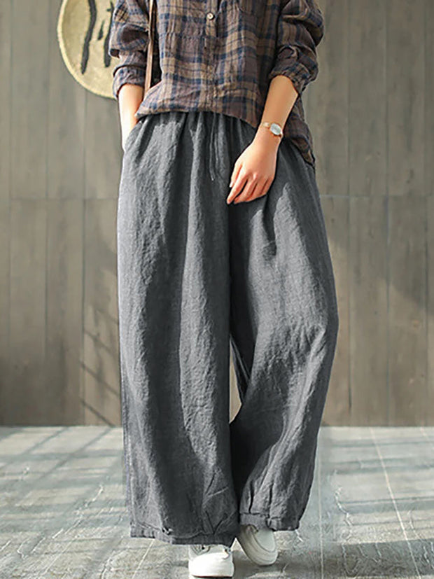 Plus Size Women Casual Spring Wide Leg Pants