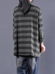 Lässiges Rollkragen-Sweatshirt mit Streifen für Damen in Übergröße