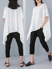 Plus Size - Summer Patchwork Casual Irregular T-shirt