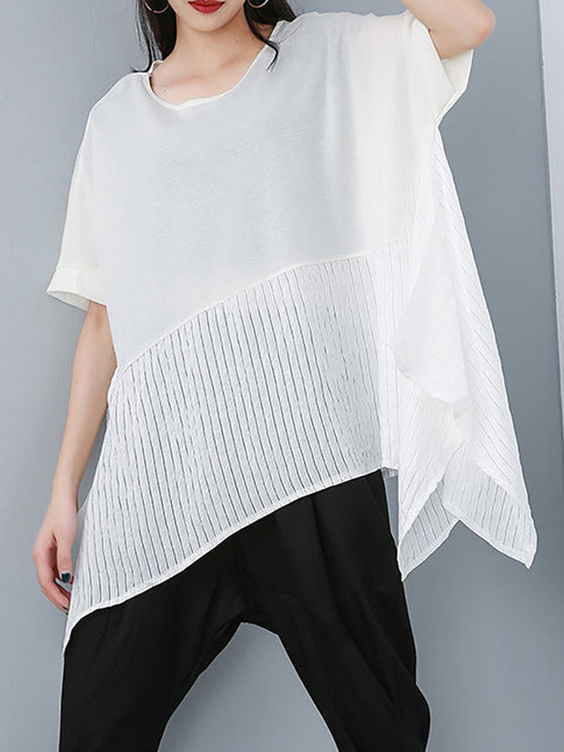 Plus Size - Summer Patchwork Casual Irregular T-shirt