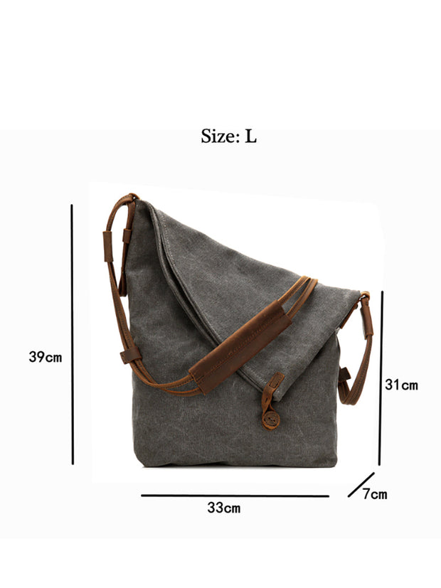 Women Canvas And Leather Crossbody Bag