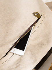 Women Canvas And Leather Crossbody Bag