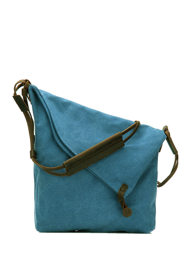 Women Canvas And Leather Crossbody Bag