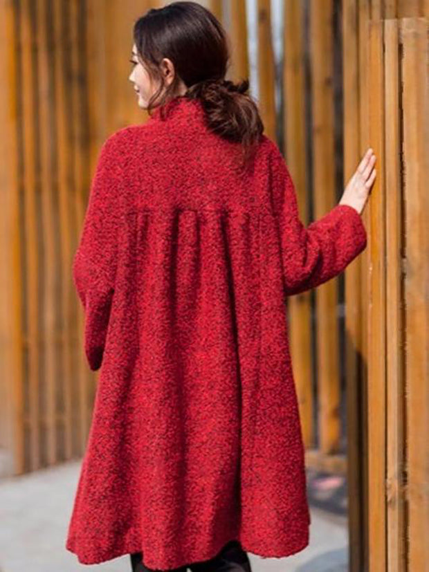 Plus Size Winter Women Casual Loose Woolen Coat